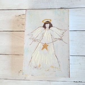 Creative Co-Op Angel Canvas Wall Art - Christmas Shimmer Collection - NWT